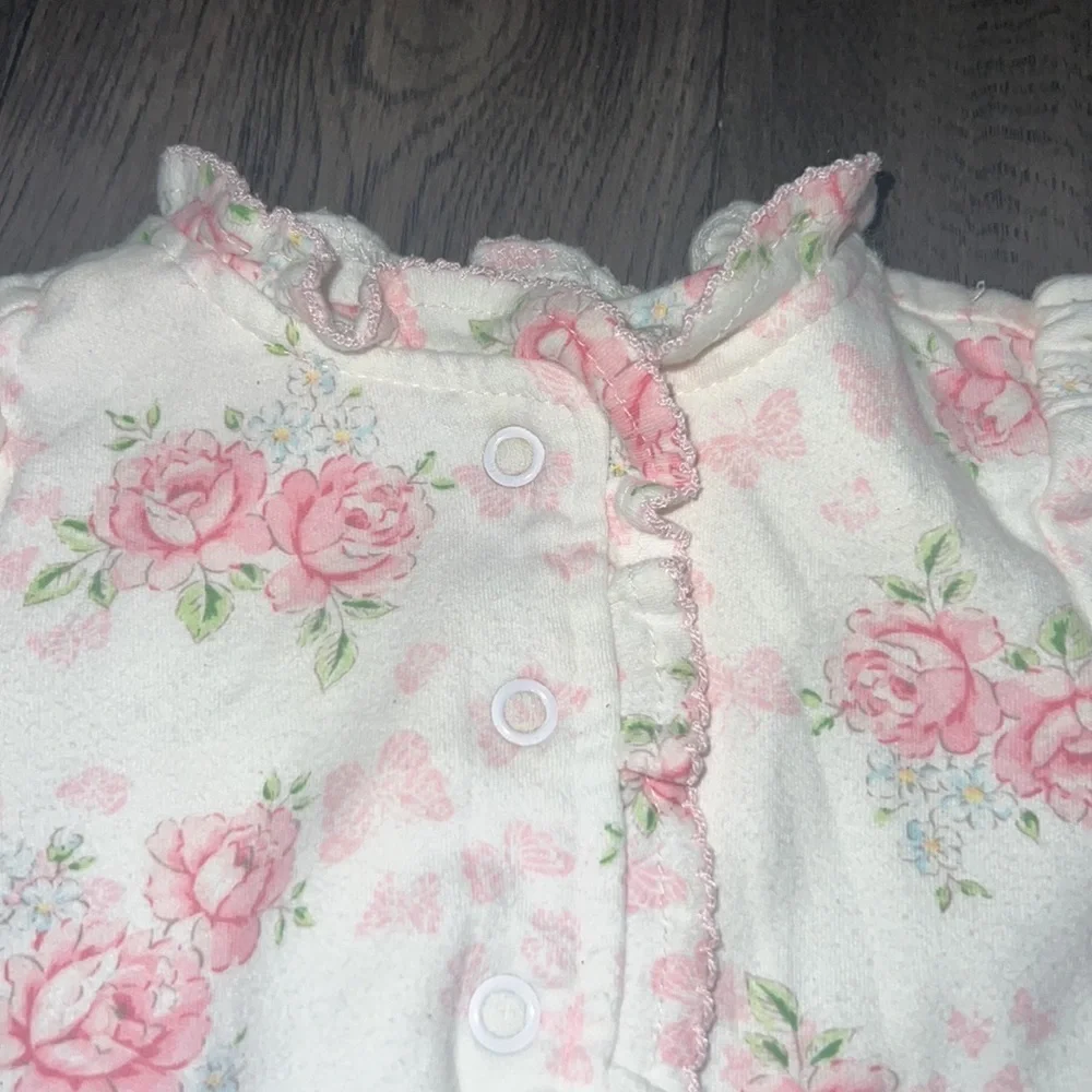 First impressions, infant girl long sleeve button floral pajama’s (set of 2)